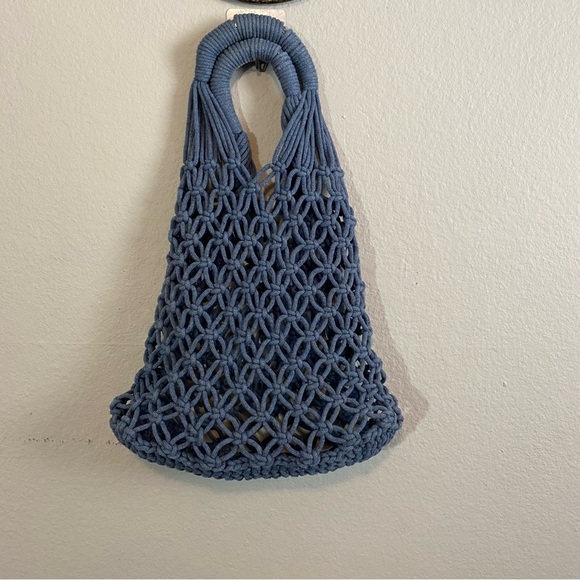 Handbags - Blue Woven Bohemian Tote Bag